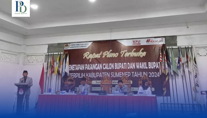 Ketua KPU Sumenep, Nurus Syamsi, memimpin rapat pleno terbuka penetapan pasangan calon Bupati dan Wakil Bupati terpilih hasil Pilkada 2024.