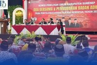 Suasana Gedung KORPRI Sumenep saat KPU Kabupaten Sumenep menggelar doa bersama dan pembubaran badan ad hoc Pilkada Serentak 2024.