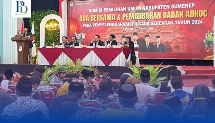 Suasana Gedung KORPRI Sumenep saat KPU Kabupaten Sumenep menggelar doa bersama dan pembubaran badan ad hoc Pilkada Serentak 2024.